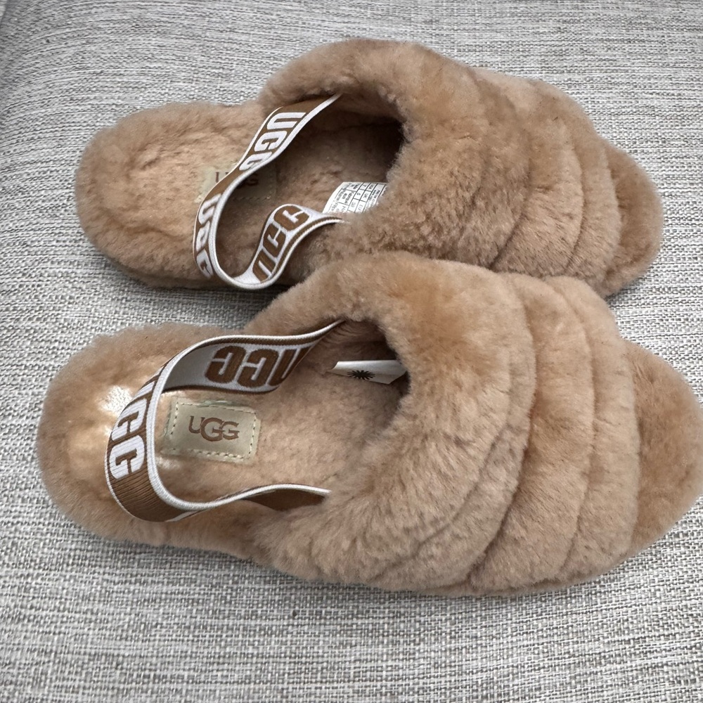 Ugg Fluffy Brown Slides - image 1